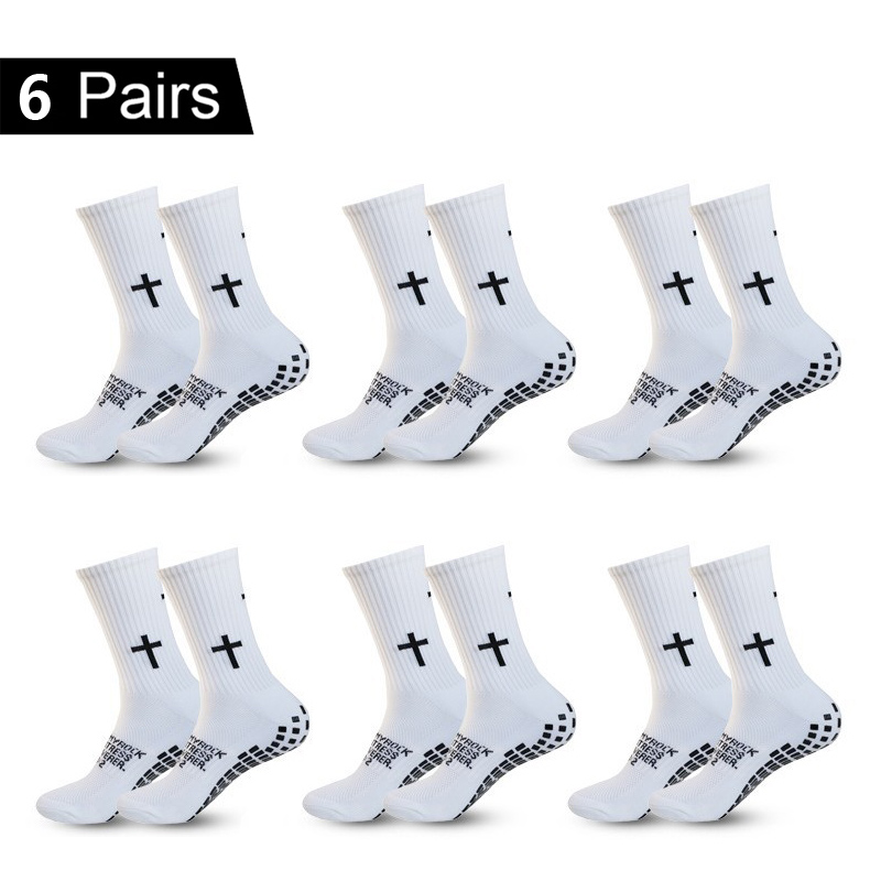 Knee High Sock Women - 4/5/6 ペア滑り止めサッカーソックス男性女性通気性サッカーバスケットボールテニススポーツソックスサイクリング乗馬靴下ヨガ靴下