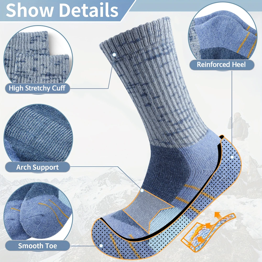 5 組の女性用冬用ウールソックス厚手のサーマルソフトクルーソ - Wool Hiking Sock のレビューと価格