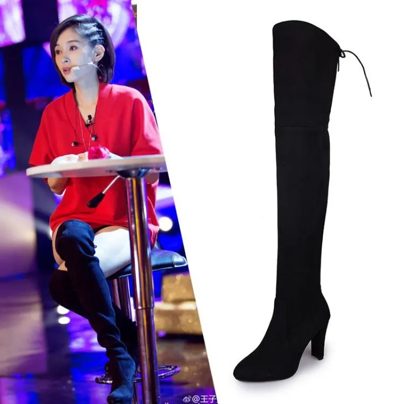新しい欧米スタイルのプラスサイズニーハイブーツ、ハイヒール、 - Knee High Sock Women のレビューと価格