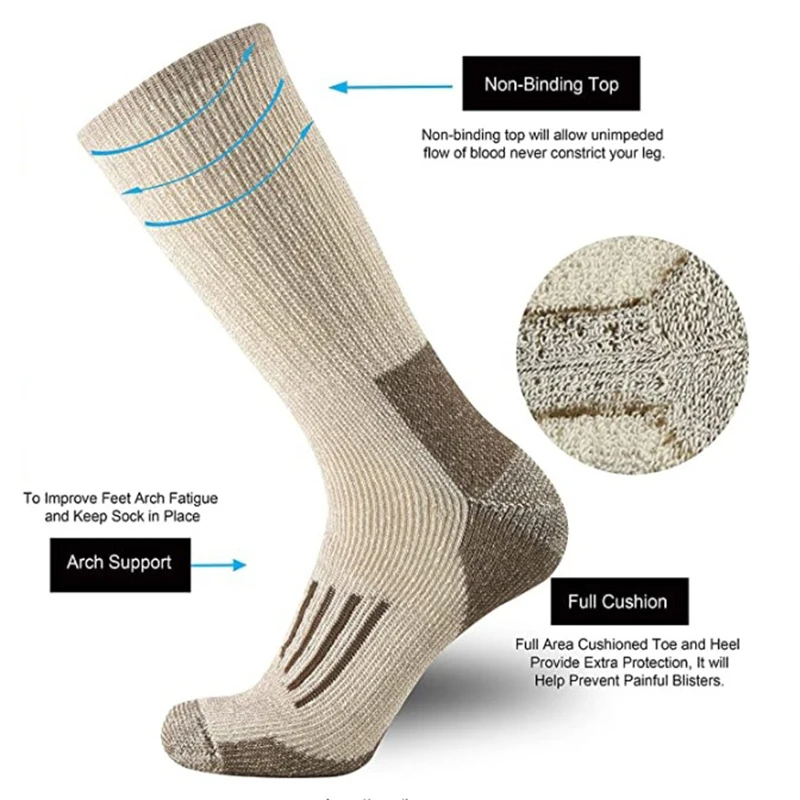 80% ウール靴下暖かい厚みのあるハイキングクッションクルー - Wool Hiking Sock のレビューと価格