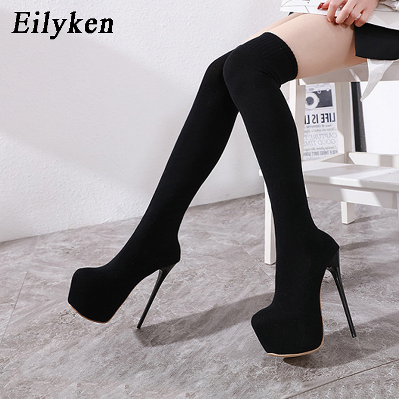 Eilyken-膝上ストレッチプラットフォーム生地,女性用ブ - Knee High Sock Women のレビューと価格